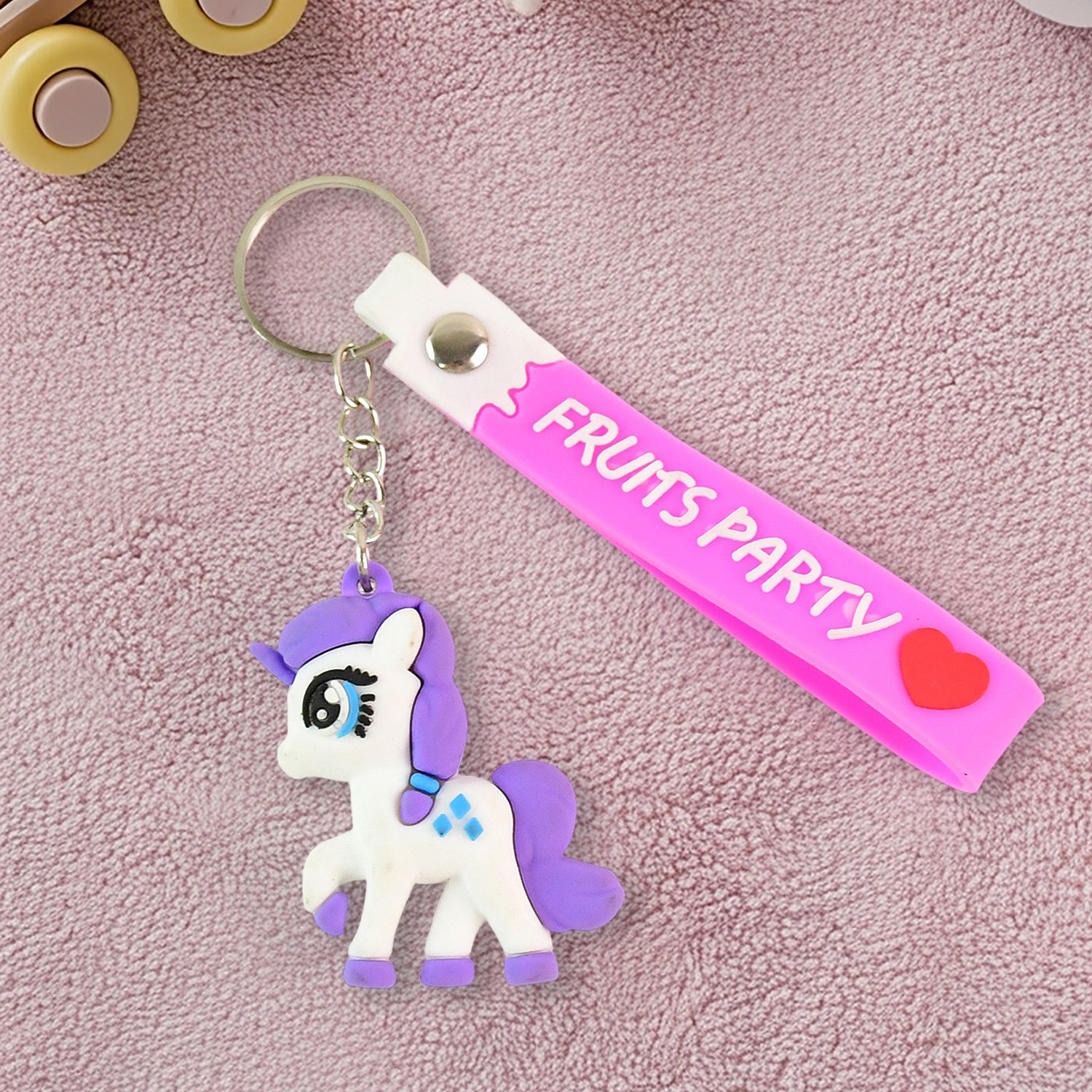 Cute Cartoon Unicorn Keychain With Silicone Strap (1 Pc) Cute Cartoon Unicorn Keychain With Silicone Strap (1 Pc)